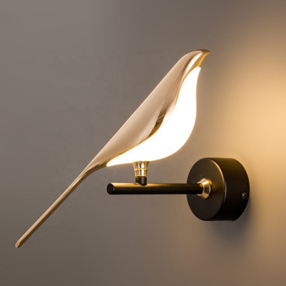 Rotatable LED bird wall lamp, black and gold, 33cm - main product photo