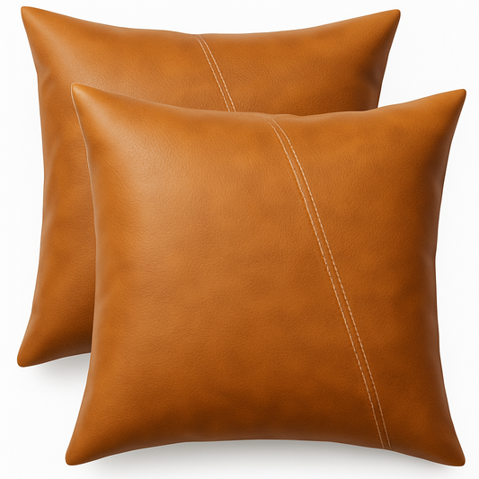 Set of 2 luxurious imitation leather cushion covers – 45.7x45.7 cm – Milan, water-repellent, suitable for cushions 45x45 or 50x50 cm-EU delivery: 1–3 days