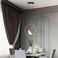 LED bird pendant lamp, black and gold, 33cm - main product photo