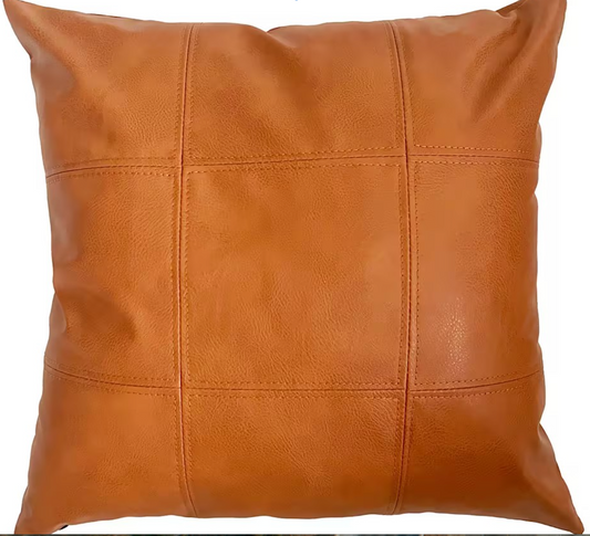 Set of 2 luxurious faux leather cushion covers – 45.7x45.7 cm – Brown Checkered pattern, water-repellent, suitable for cushions of 45x45 or 50x50 cm-EU delivery: 1–3 days