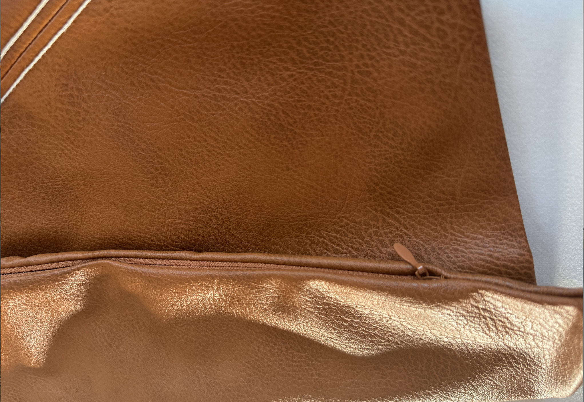 Set of 2 luxury faux leather cushion covers with hand-stitched diagonal design – 45.7×45.7 cm, water-repellent, fits 45×45 & 50×50 cushions (Milan)