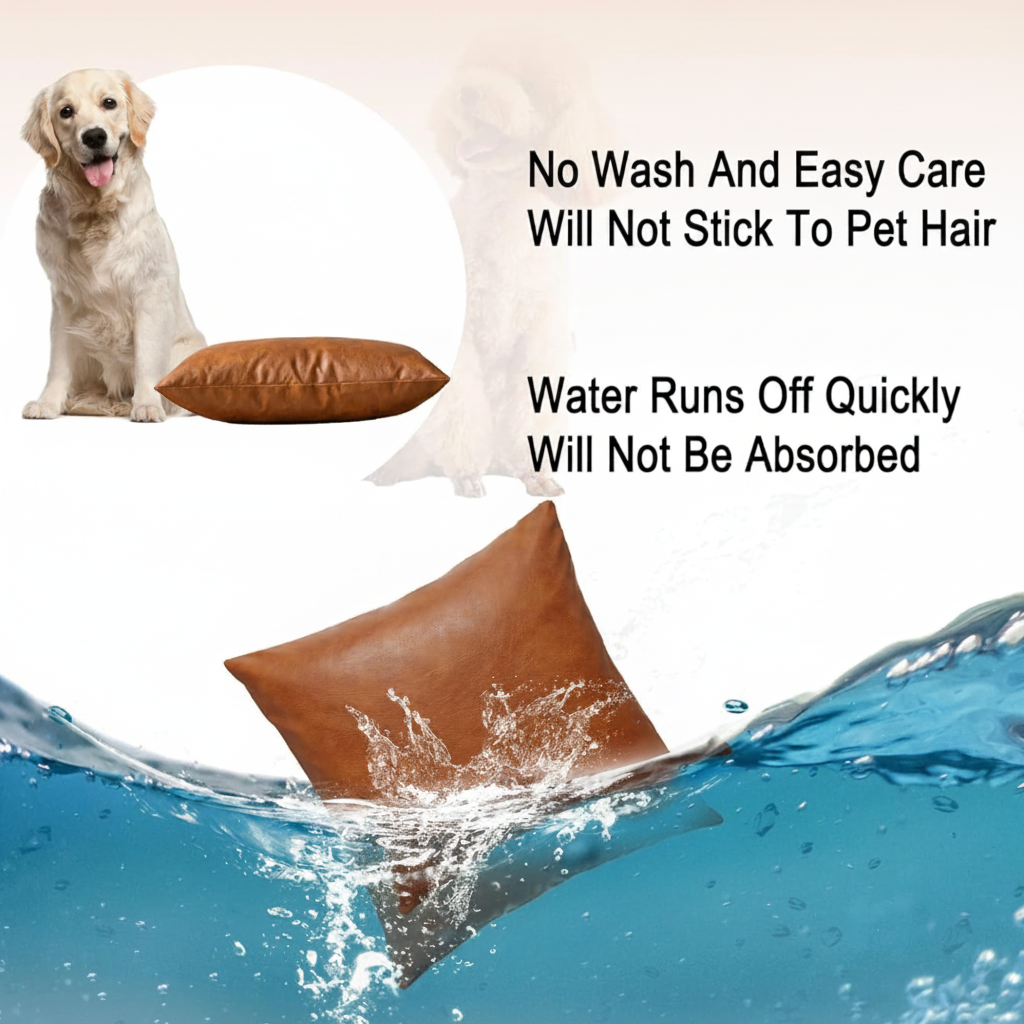 Faux leather cushion cover set fits 55x55 or 60x60cm inserts