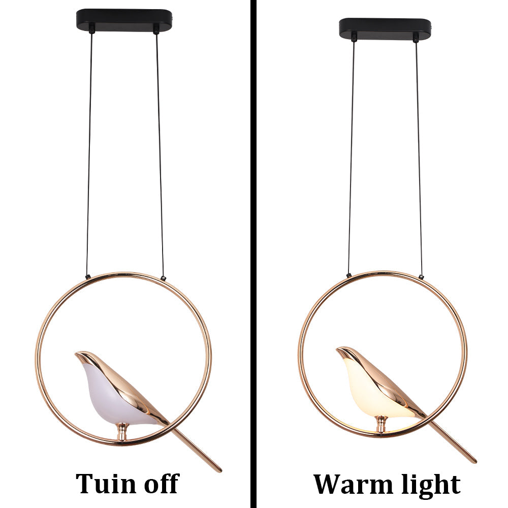 Bird pendant lamp warm and cool white light comparison