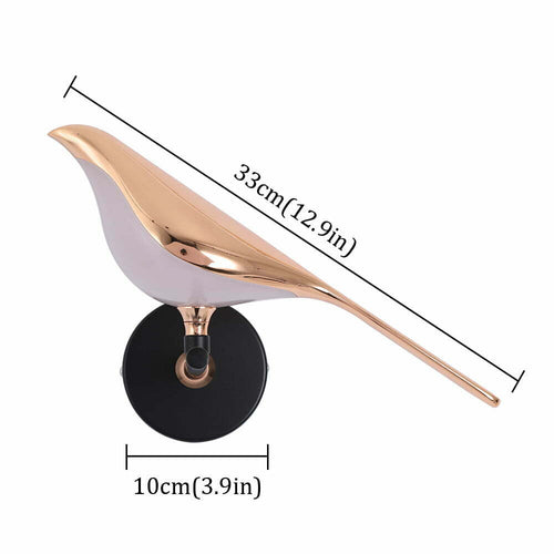 Large 33 cm bird wall LED lamp – rotatable gold/black wall light – 3 light colors – modern design – no bulb required – for bedroom & living room